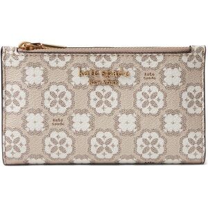 Kate Spade Beige Flower Mnogram Coated Canvas Bigold Wallet